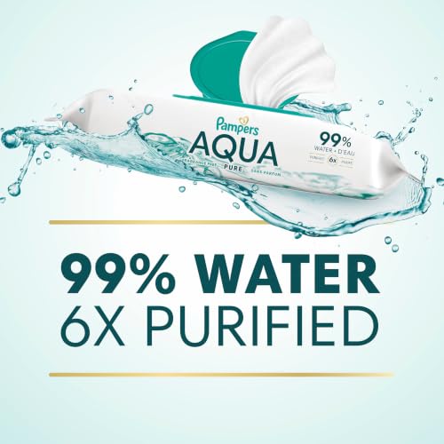 Pampers Aqua Pure Baby Wipes, 99% Water, Fragrance Free, 672 Baby Wipes Total (12X Flip-Top Packs)