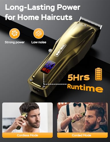 GinJee Professional Cordless Hair Clippers for Men, Gold