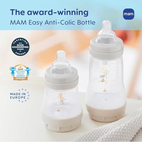 MAM 5oz Easy Start Anti-Colic+ Vented Baby Bottle, 0+ Months, 4 Pack, Boy