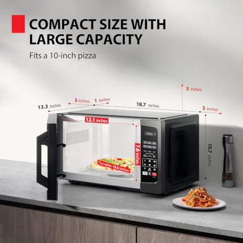 TOSHIBA Microwave Oven, 0.9 Cu. Ft., 900W, Black Stainless Steel
