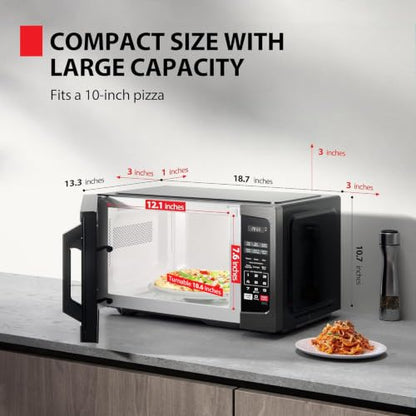 TOSHIBA Microwave Oven, 0.9 Cu. Ft., 900W, Black Stainless Steel