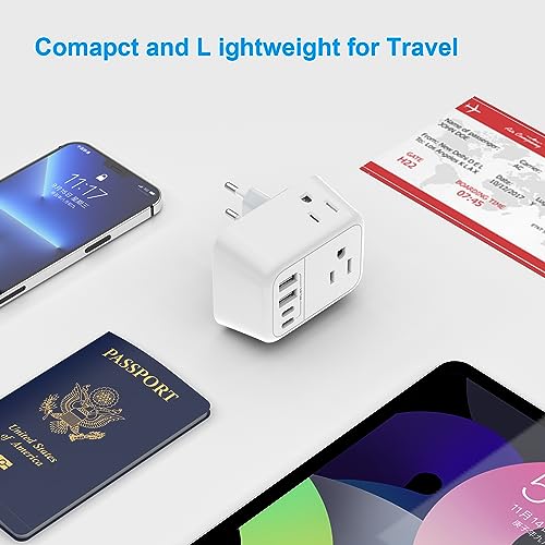 VYLEE European Travel Plug Adapter, Type C Foldable Power Adaptor [1 Pack]