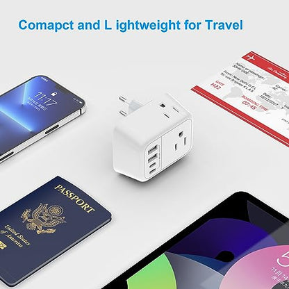 VYLEE European Travel Plug Adapter, Type C Foldable Power Adaptor [1 Pack]