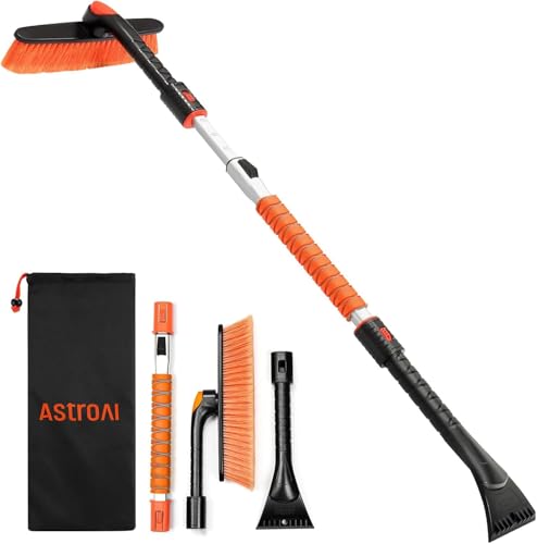 AstroAI 47.2" Extendable 360° Snow Brush for Car Ice Scraper Windshield