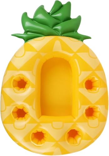 Inflatable Drink Holder, 7-Hole Capacity Pineapple Fruit Drink Float