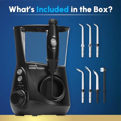 Waterpik Aquarius Countertop Water Flosser WP-662, Black, 7 Tips