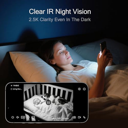 CINMOORE 2.5K Pet Camera, Indoor Security Cam, Free AI Pet/Person/Cry Detection, Dog/Cat/Baby Monitor Pan Tilt 2.4GHz WiFi, Night Vision, Full Duplex Audio Caméra Surveillance Intérieur