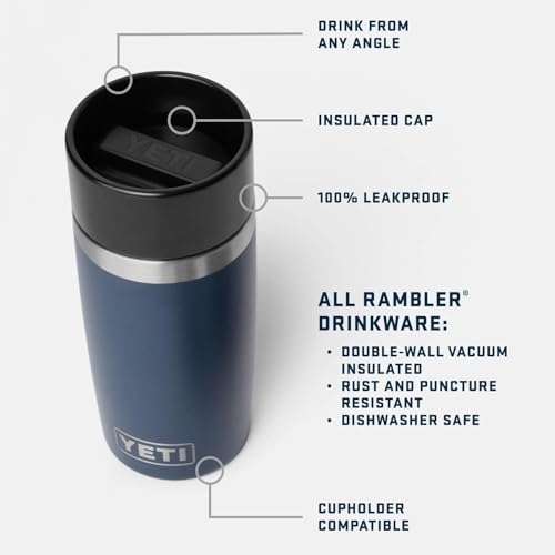 YETI Rambler 8 oz Travel Bottle, Stainless Steel, Vacuum Insulated, White | Double-Wall Vacuum Insulated, LeakProof Commuter Cap, Spill Proof, BPA-Free, Dishwasher Safe, Hot & Cold, Portable Tumbler