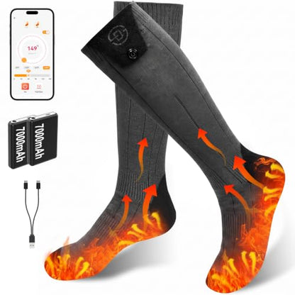 Netraty Heated Socks for Men Women, 7000mAh Rechargeable Foot Warmer Socks
