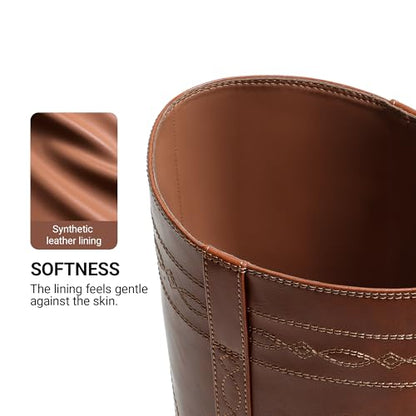DREAM PAIRS Women's Knee High Boots Square Toe Stitched Tall Boots Embroidery Pull On Comfortable Long Boots for Country Concert,Size 7,Brown,SDKB26006W