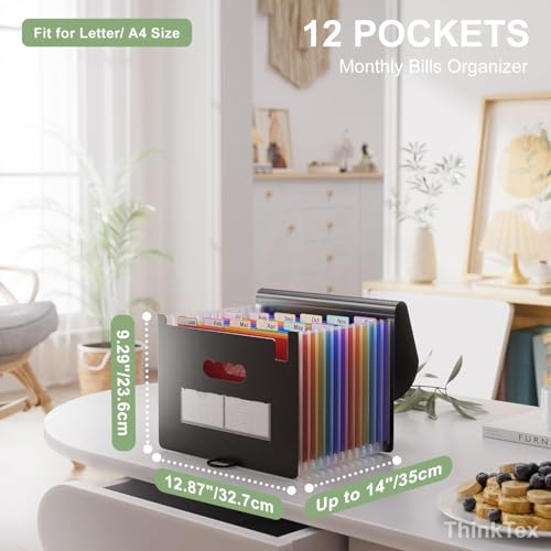 ThinkTex 12-Pocket Accordion File Organizer, Expanding File Folders