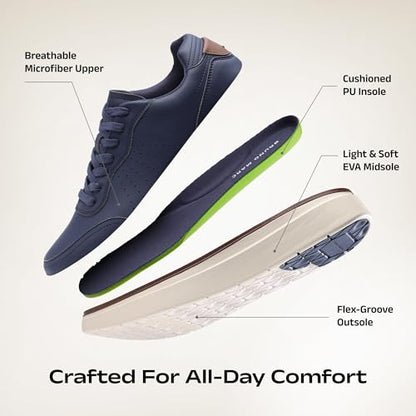 Bruno Marc Men's Leather Sneakers Casual Skate Shoes,Dark Blue,9