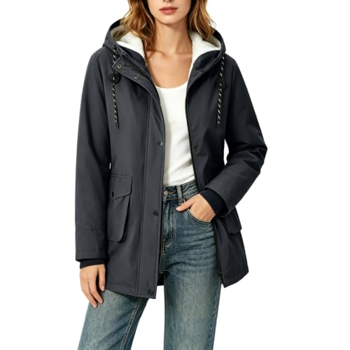 Generic Manteau Automne Femme, Women Ski Jackets Fleece Lined Rain Coats