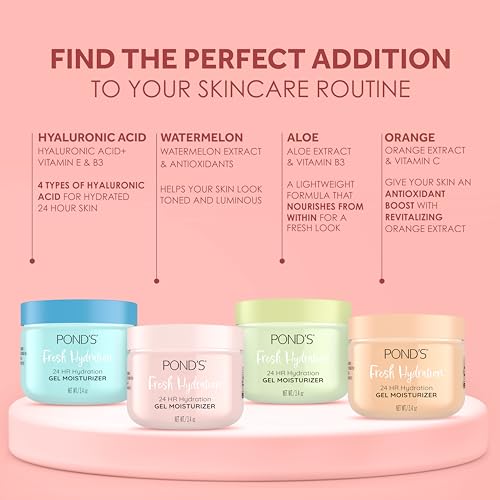 POND'S Watermelon Extract & Antioxidants Gel Face Moisturizer For Toned and Luminous Skin, 3.4 oz