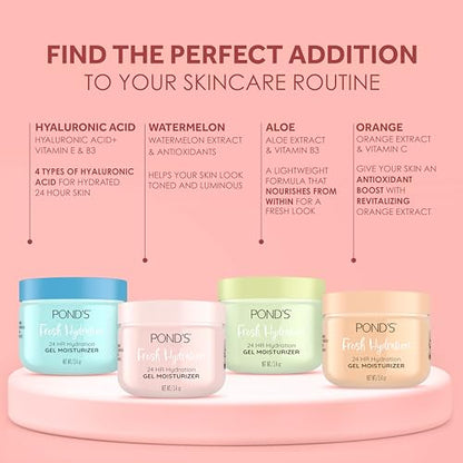 POND'S Watermelon Extract & Antioxidants Gel Face Moisturizer For Toned and Luminous Skin, 3.4 oz