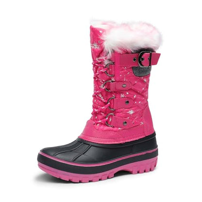 DREAM PAIRS Kids Waterproof Winter Snow Boots,Fuchsia,1 Little Kid