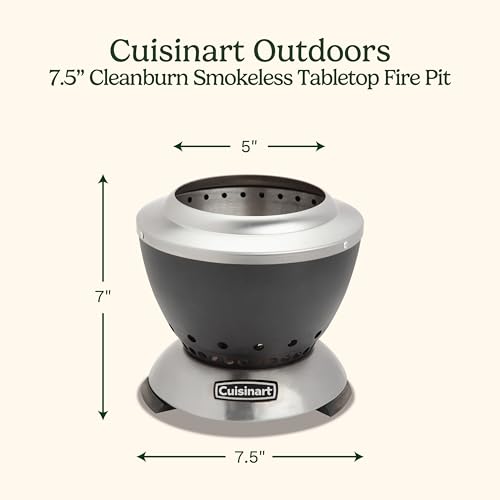 Cuisinart 7.5" Clean Burn Smokless Tabletop Fire Pit, Lightweight, Easy Clean Removable Base for Ash, Small Outdoor Heater for Patio, Camping & RV (COH-755C)