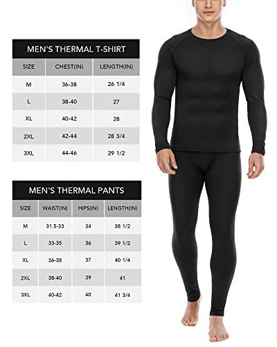 Roadbox Men's Thermal Underwear Set Fleece Lined Compression Long Johns