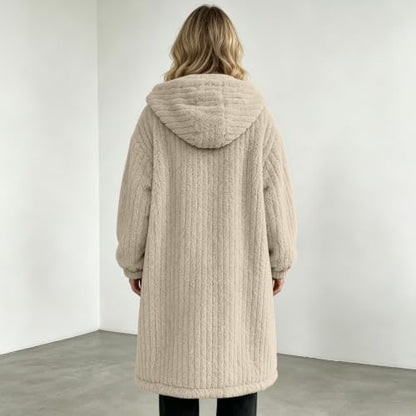 Generic Veste Polaire Femme, Women Warm Open Front Hooded Sherpa Jacket