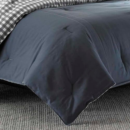 Eddie Bauer - King Comforter Set, Reversible Cotton Bedding with Matching Shams, Pre-Washed for Added Softness (Kingston Charcoal, King)