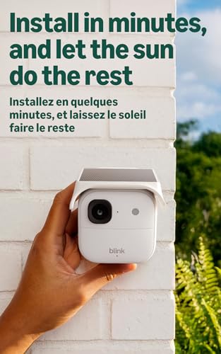Blink Solaris 2K+ (newest model) — Solar-powered battery smart security camera, wireless fixed solar panel, 2K video, Sync Module Included — 3 Camera System (White)