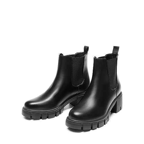 DREAM PAIRS Women's Chelsea Ankle Boots Fall Booties,Black,6 | Platform Chunky Heel,Round Toe,Pull-On,Comfortable,for Fall Winter Outdoor Walking,Office,Daily