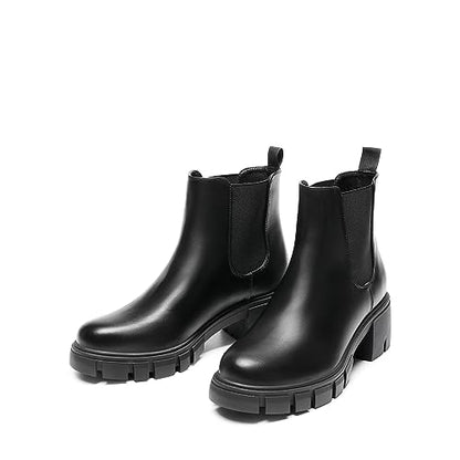 DREAM PAIRS Women's Chelsea Ankle Boots Fall Booties,Black,6 | Platform Chunky Heel,Round Toe,Pull-On,Comfortable,for Fall Winter Outdoor Walking,Office,Daily