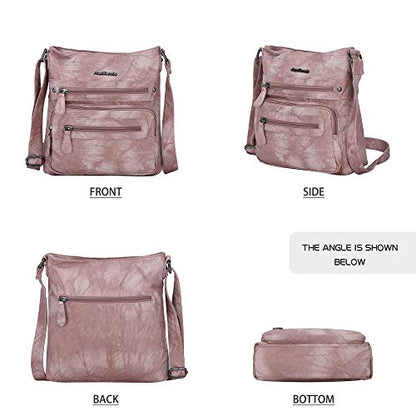 Angel Barcelo Crossover Purse and Handbags Crossbody Bags for Women,Ultra Soft Leather Neatpack Bag Shoulder Purses for Girl (D.PINK)