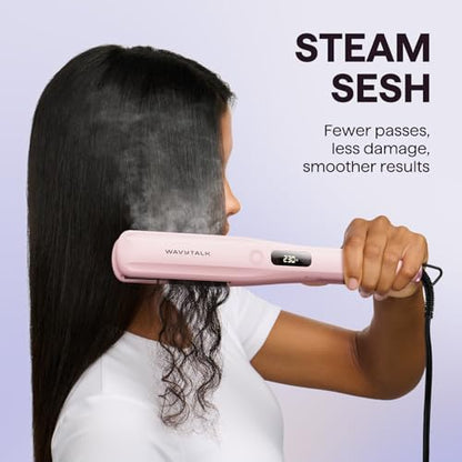 Wavytalk Steam Hair Straightener, Steam Sesh Flat Iron with Detachable Comb