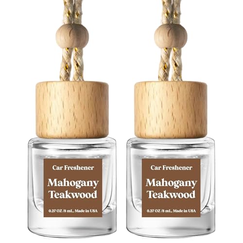 C Classy Car Air Freshener Hanging 2 Pack, Mahogany Teakwood Essential Oil Diffuser for Car, Car Air Freshener Cute, Long Lasting Fragrance, Car Air Fresheners for Women & Men Gift, Made in USA