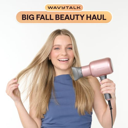 Wavytalk Hair Dryer with Diffuser, Blown Away Ionic Blow Dryer | 1875W Fast Drying, 3 Attachments for All Hair Types, Ceramic Technology, Compact Design, Lightweight and Quiet