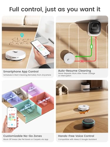 Lefant M3 Robot Vacuum and Mop,12000Pa Suction Smart Obstacle Avoidance,Zero-Tangling,Self-Washing & Drying, Self-Emptying,Dual Spinning Mop for Pet Hair Dust