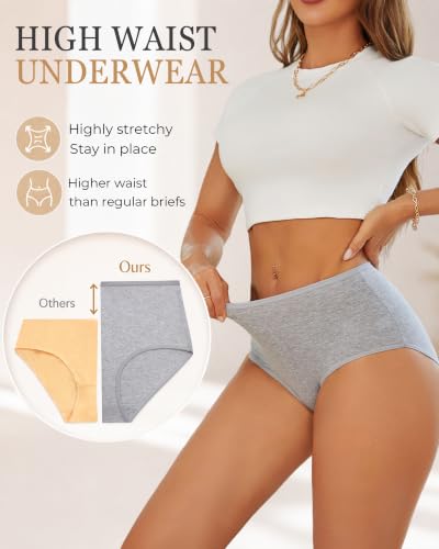 UNDER THE SEA Cotton Underwear Women High Waisted Full Coverage Brief 5pack