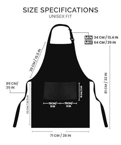Utopia Kitchen Adjustable Bib Aprons, 2-Pack with Pockets, Black