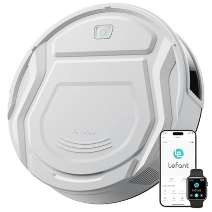 Lefant M210 Pro Robotic Vacuum, Strong Cleaning Performance, Low-Profile Design, Auto Recharge, Multiple Control Options, Timed Clean, Ideal for Pet Owners & Hard Surfaces, White