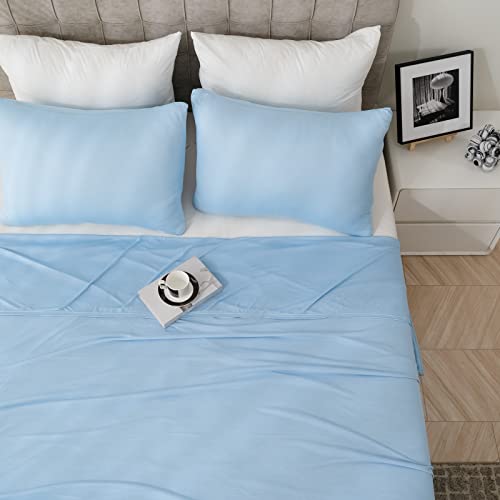 Syalife Cooling Blanket King Size for Hot Sleepers and Flashes, Ultra Thin Lightweight Summer Blankets with Q-Max 0.5 Arc-Chill Fiber, Double Sided (Blue, 108"x 90")
