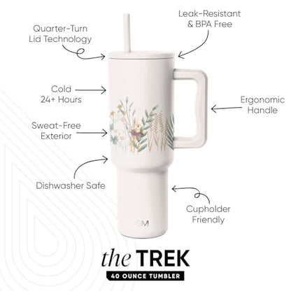 Simple Modern Disney 40 oz Tumbler with Handle & Straw Lid | Insulated Stainless Steel Water Bottle Travel Mug | Gifts for Women Her | Trek Collection | 40oz | Winnie The Pooh in The Wilderness