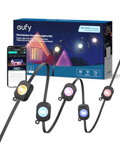 Anker eufy Permanent Outdoor Lights E22, 100 ft with 60 Triple-LED Lights