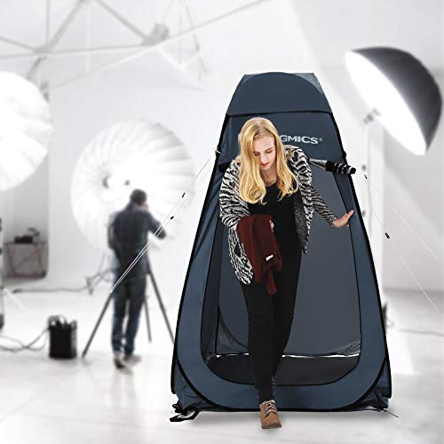 SONGMICS Portable Pop Up Tent, Dressing Room Privacy Shelter, for Outdoor Camping Fishing Beach Shower Toilet, with Zippered Carrying Bag, Dark Grey-Blue GPT01GY