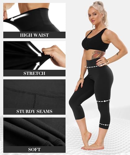 HLTPRO 3 Pack Leggings for Women(S-4XL) - High Waisted Tummy Control Plus Size Soft Pants for Workout Running Yoga