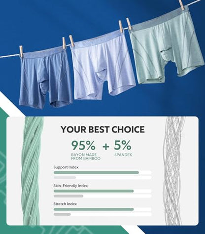 Separatec Dual Pouch Underwear for Men Moisture Wicking Breathable and Soft Men's Underwear Boxer Briefs with Fly 3 Pack