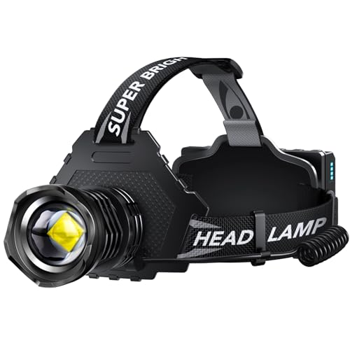 AKNEAR Rechargeable LED Headlamp 12 Mode 65H Runtime Super Bright Head Lamp