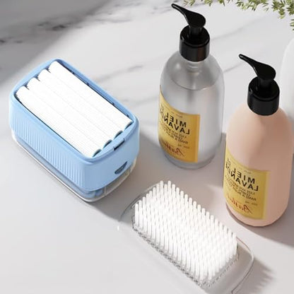 2 Pcs Rolling Soap Box for Laundry,Hands Free Foaming, Multifunctional Soap Box Scrubber & Storage Dispenser,Portable Dispenser Brush for Laundry, Home & Travel Keeps Soap Dry & Hygienic (Blue+Green)