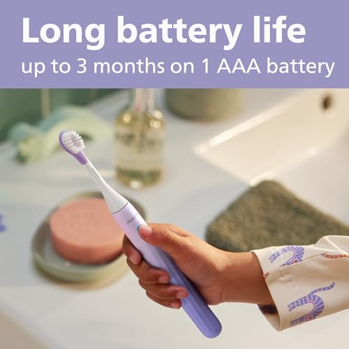 Philips One for Kids by Sonicare Battery Toothbrush, 1 Brush Head, Purple