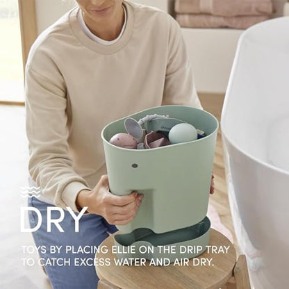 Shnuggle Ellie Bath Toy Storage Scoop | Baby & Toddler Bath Toy Drying Caddy with Drip Tray - Taupe