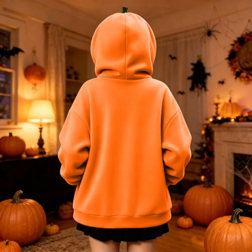Halloween Costumes Women Halloween Costume Women 2026 Cute Party Cosplay Pumpkin Sweatshirts Oversized Novelty Hoodie with Kangaroo Pocket H10 Orange X-Large