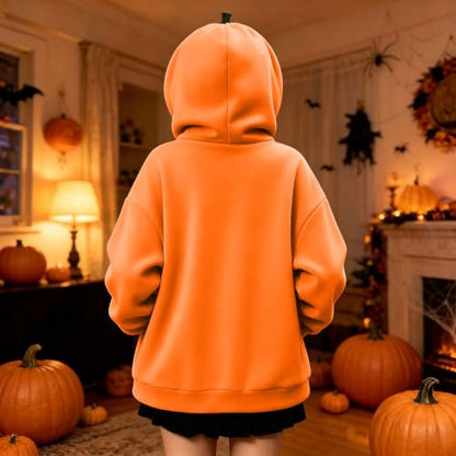Halloween Costumes Women Halloween Costume Women 2026 Cute Party Cosplay Pumpkin Sweatshirts Oversized Novelty Hoodie with Kangaroo Pocket H10 Orange X-Large