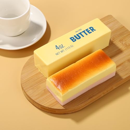 Sinbana Squeeze Butter Toy, PU Funny Slow Rising Butter Stick & Cheese Squeeze Toy for Office School Home Anxiety Relieving and Decompression Imitation Gifts