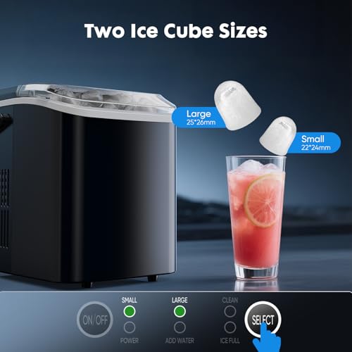 Sweetcrispy Quiet Countertop Ice Maker, Black