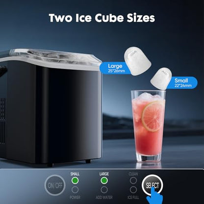 Sweetcrispy Quiet Countertop Ice Maker, Black